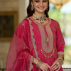 Dhiyona IE Ethnic Motifs Embroidered Notch Neck A-line Kurta With Trousers & Dupatta