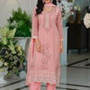 Dhiyona IE Floral Yoke Design Thread Work Organza Straight Kurta & Trousers With Dupatta