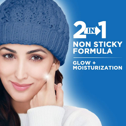 Glow & Lovely Winter Glow face cream in a white jar with pink accents, showcasing the moisturizing texture and packaging.