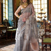 Dhiyona GR Women's Essence Smoke Grey Organza Woven Printed Saree