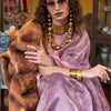 Dhiyona GR Women's Essence Lilac Organza Woven Printed Saree