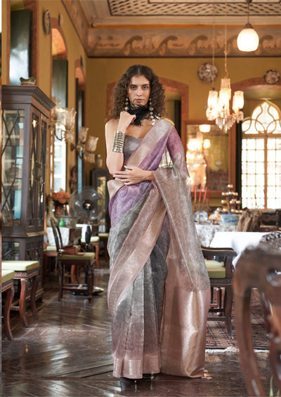 Indyancart GR Women's Essence Multicolour Organza Woven Printed Saree