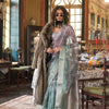 Dhiyona GR Women's Essence Teal & Smoke Grey Organza Woven Printed Saree