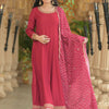 Dhiyona IE Ethnic Motifs Embroidered Liva Anarkali Kurta With Trousers & Dupatta