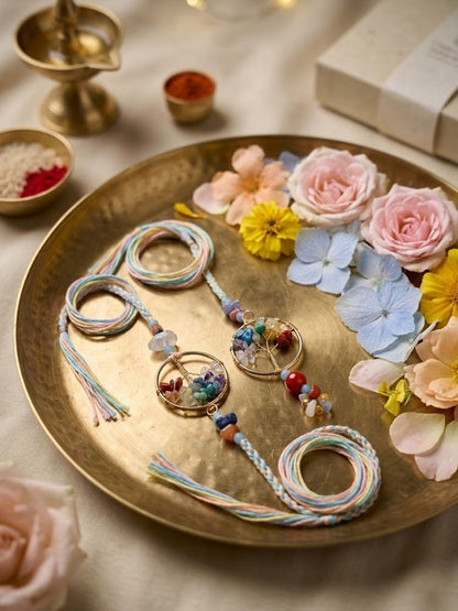 Anouk Set Of 2 Artificial Stones Bhaiya Bhabhi Rakhi With Roli Chawal Chandan Mishri