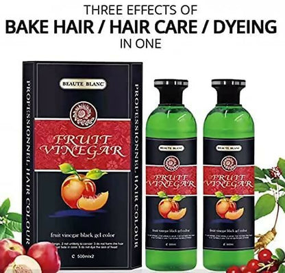 Generic Aravli Beaute Blanc Fruit Vinegar Gel Hair Color in natural black, showing the vibrant gel formula and hair application.