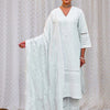 Indyancart IE Women Ethnic Motifs Embroidered Regular Chikankari Pure Cotton Kurta with Trousers & With Dupatta