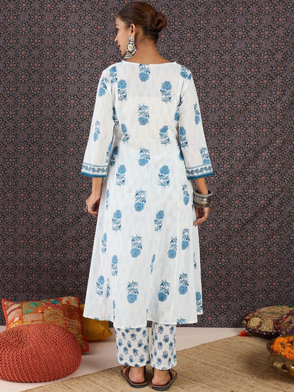 Women Floral Printed Regular Pure Cotton Kurta with Trousers