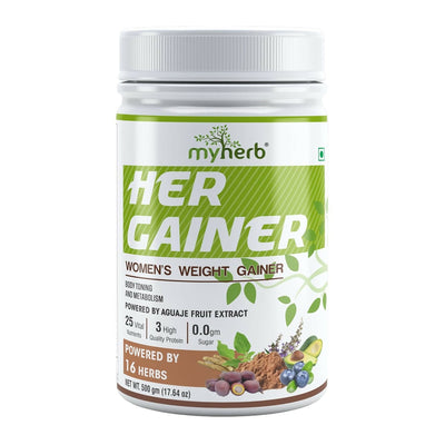 Myherb Women’s Weight Gainer, Her Gainer With 16 Herbs & Aguaje Fruit For Weight & Mass Gainer And Muscle Growth For Women
