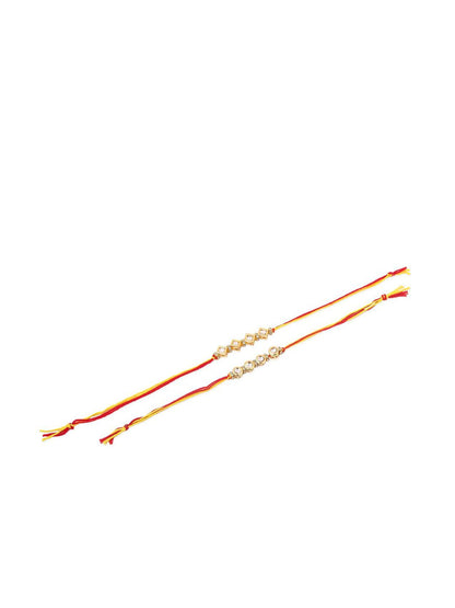 Anouk Kundan Studded Bhaiya Bhabhi Rakhis With Roli Chawal Chandan & Mishri