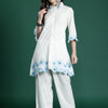 Dhiyona IE Embroidered Pure Cotton Shirt Collar Tunic With Trousers Co-Ords