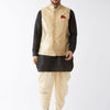 Men's Black Silk Blend Straight Jacket  Kurta and Dhoti Set