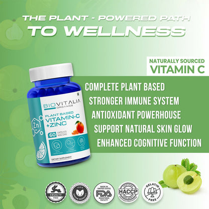 Biovitalia Organics Vitamin C + Zinc Capsules