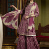 Dhiyona SN Women's Purple Floral Printed Notch-Neck Pure Cotton A-Line Kurta With Sharara & Dupatta.