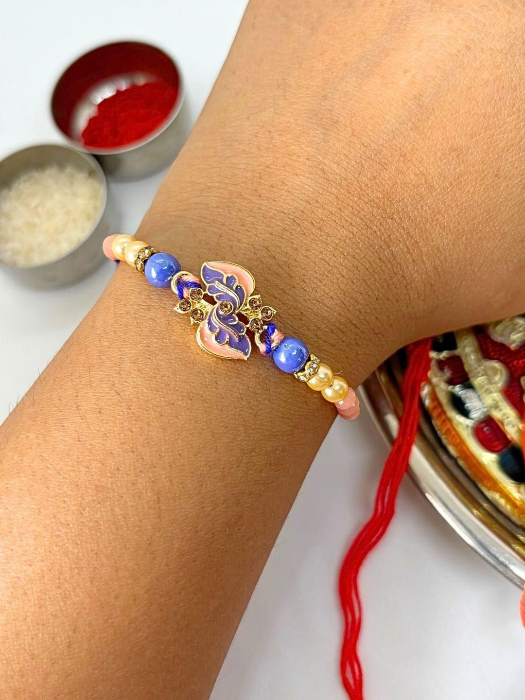 Anouk 4pcs Purple Stone Beaded Thread Rakhi