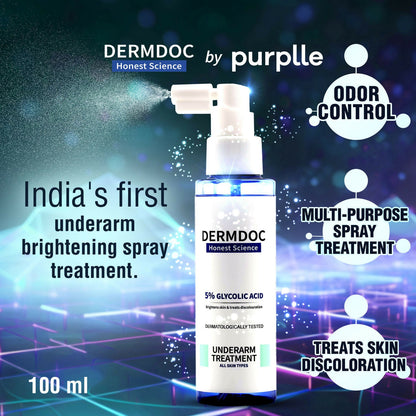 Dermdoc 5% Glycolic Acid Under Arm Cream in a tube, designed to improve skin texture and promote smooth, healthy underarms.