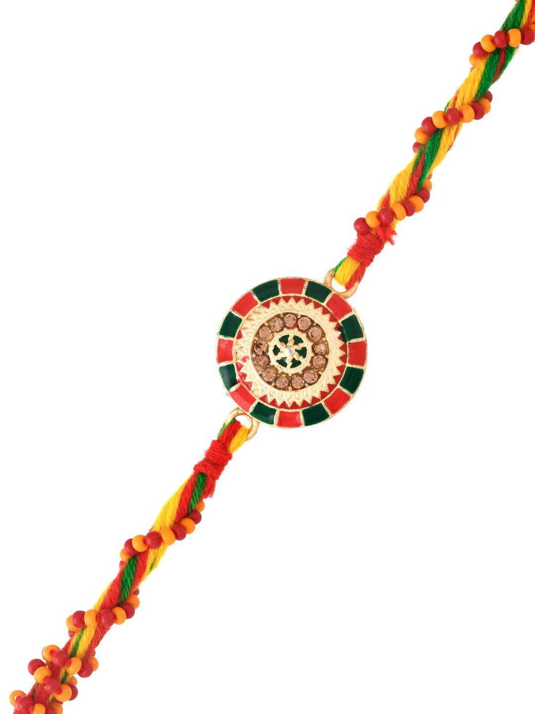 Anouk Enameled Twisted Thread Rakhi With Roli Chawal & Greetings Card