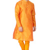 Men's Orange Silk Blend Straight Kurta Pyjama Set