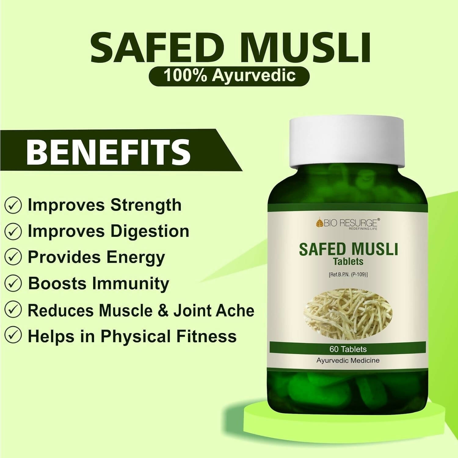 Bio Resurge Life Safed Musli Tablets - Indyancart