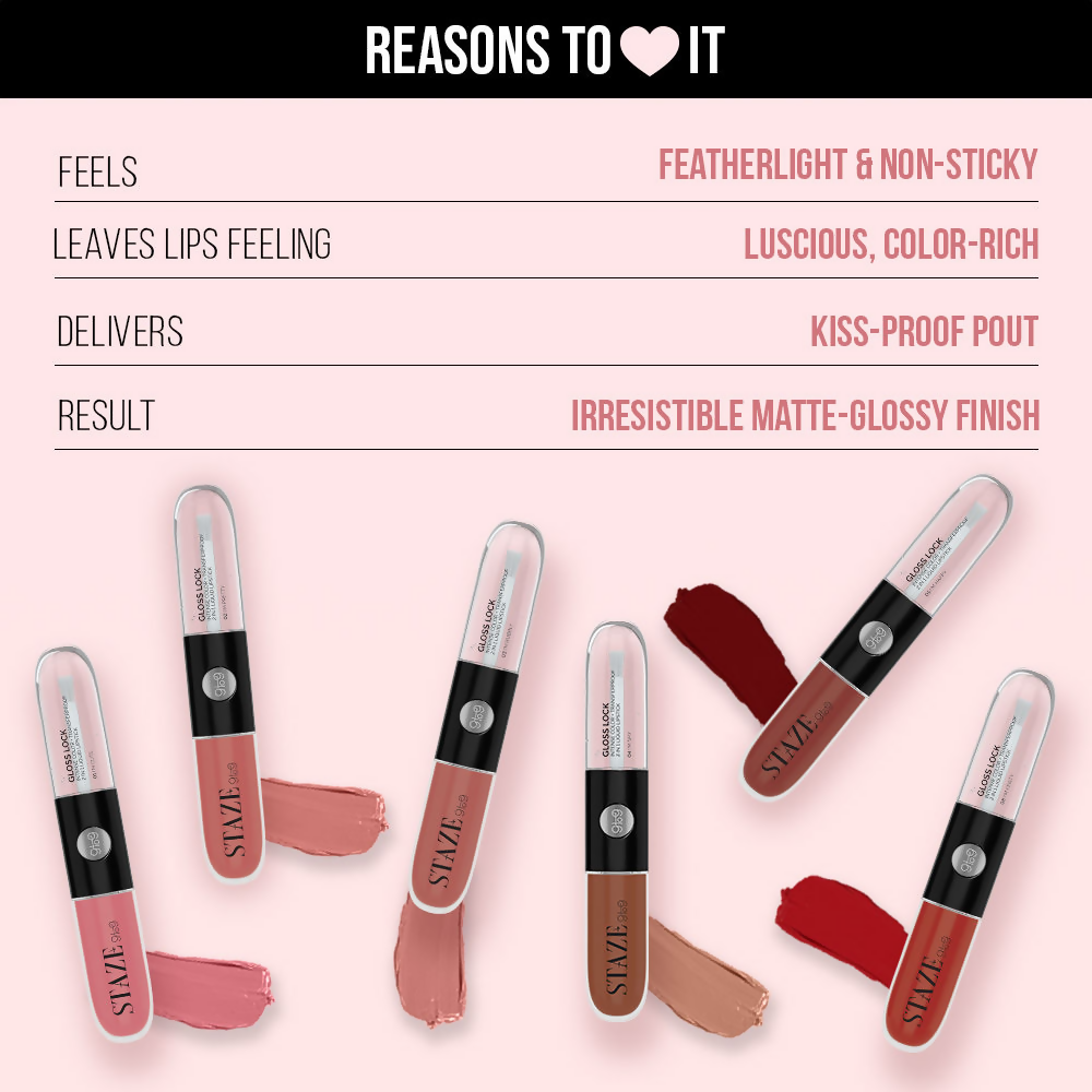 Staze 9To9 Gloss Lock 2-In-1 Liquid Lipstick - 06 Im Feisty