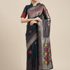 Women's Silk Blend Teal blue Woven Design Designer Saree With Blouse Piece