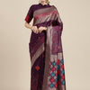 Women's Silk Blend Purple Woven Design Designer Saree With Blouse Piece