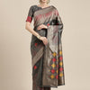 Women's Silk Blend Grey Woven Design Designer Saree With Blouse Piece