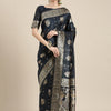 Women's Silk Blend Grey Woven Design Celebrity Saree With Blouse Piece