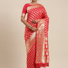 Women's Silk Blend Red Woven Design Woven saree With Blouse Piece