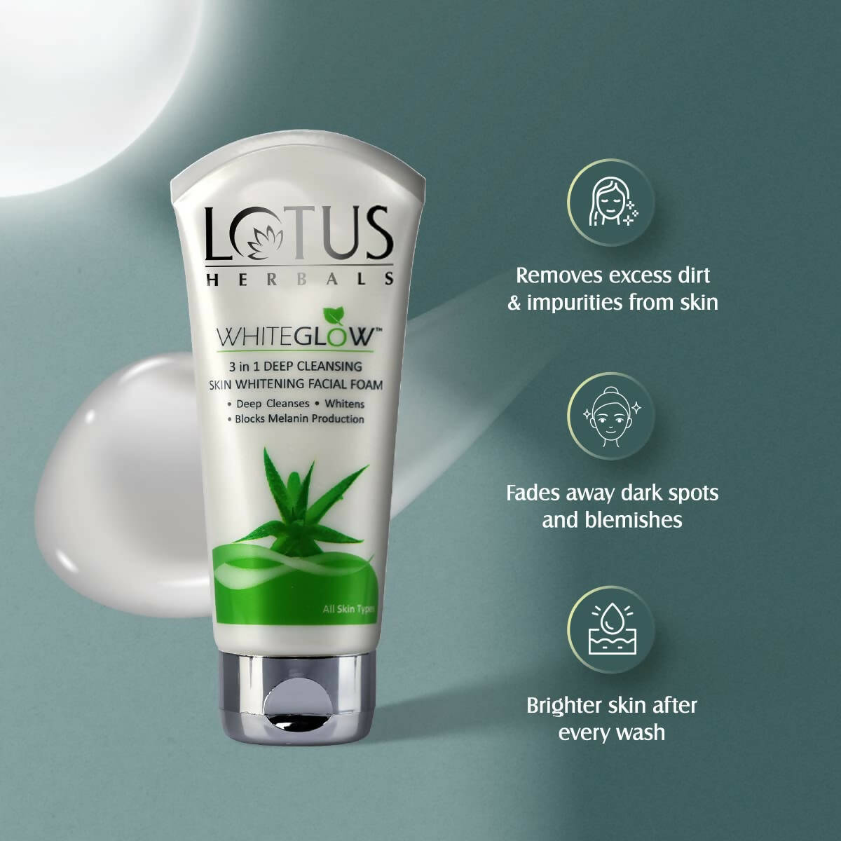 Lotus Herbals WhiteGlow 3-In-1 Deep Cleansing Skin Whitening Face Wash - Indyancart