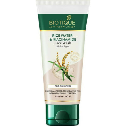 Biotique Advanced Ayurveda Rice Water & Niacinamide Gel Face Wash - Indyancart