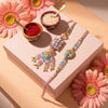 Dhiyona Set Of 2 Artificial Beads Traditional Bhaiya Bhabhi Rakhi With Roli Chawal Chandan