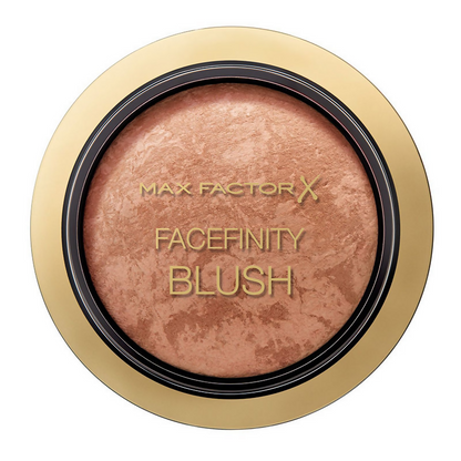 Max Factor Facefinity blush in Nude Mauve, showcasing a soft pinkish-mauve shade in a compact for natural-looking color.