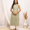 Women's Light Green Floral Printed Cotton Straight Kurta