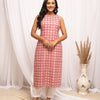 Women's Floral Printed Pink Cotton Straight Kurta