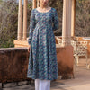 Dhiyona FL Women's Blue Paisley Printed Cotton Anarkali Kurta