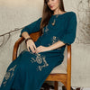 Dhiyona IE Women Embroidered Round Neck Cotton Top and Trousers Co-Ords