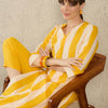 Dhiyona IE Women Striped V-Neck Cotton Tunic and Trousers Co-Ords