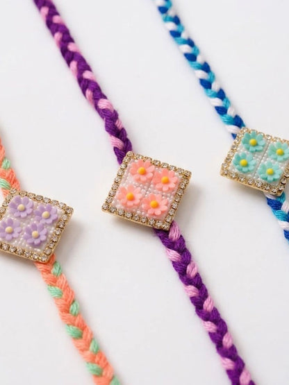 Anouk Set Of 3 Multicolor Ad Thread Rakhi With Roli Chawal Chandan Mishri