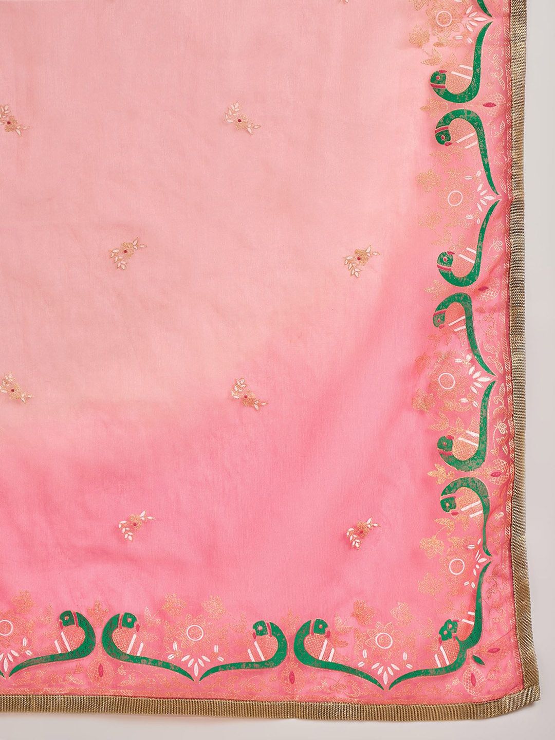 Indyancart SN Women's Embroidered Gota Work Straight Kurta & Trousers With Dupatta