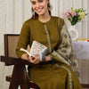 Dhiyona IE Embroidered Regular Thread Work Kurta With Trousers & Dupatta