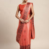 Women's Khadi Silk Peach Printed Celebrity Saree With Blouse Piece