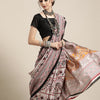 Women's Bhagalpuri Silk Grey Printed Designer Saree With Blouse Piece