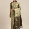 Women's Silk Blend Olive Woven Design Woven saree With Blouse Piece