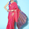 Women's Silk Blend Pink Woven Design Designer Saree With Blouse Piece