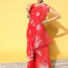 Women's Silk Blend Red Woven Design Celebrity Saree With Blouse Piece