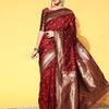 Women's Silk Blend Coffee Brown Woven Design Celebrity Saree With Blouse Piece
