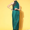Women's Georgette Teal blue Embellished Belted Sarees With Blouse Piece