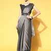 Women's Georgette Grey Embellished Belted Sarees With Blouse Piece
