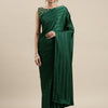 Women's Satin Green Solid Designer Saree With Blouse Piece